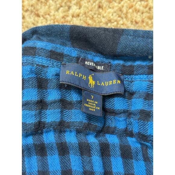 POLO Ralph Lauren Boys Reversable shirt, Blue & Black; 100% Cotton, 6-7 - Picture 4 of 11